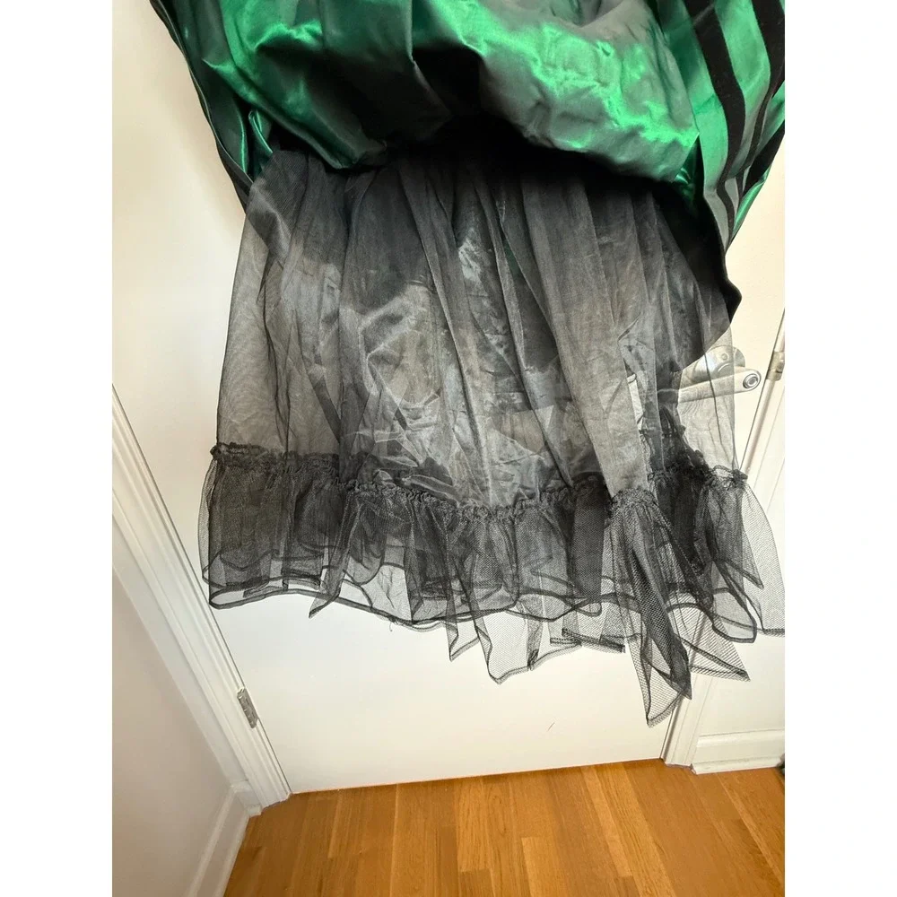 Vintage Sylvia Whyte Saks Girls Velvet Holiday Dress Green Black Tulle 10